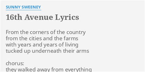 ocean avenue lyrics|16th avenue song meaning.